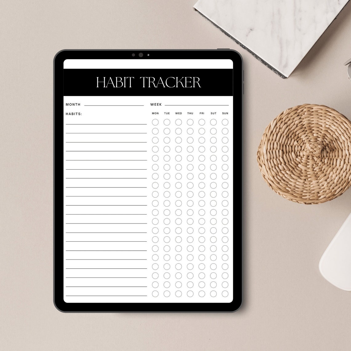 Habit Tracker Minimalist Monthly Weekly Grid Routine Sheet Print - Image 3