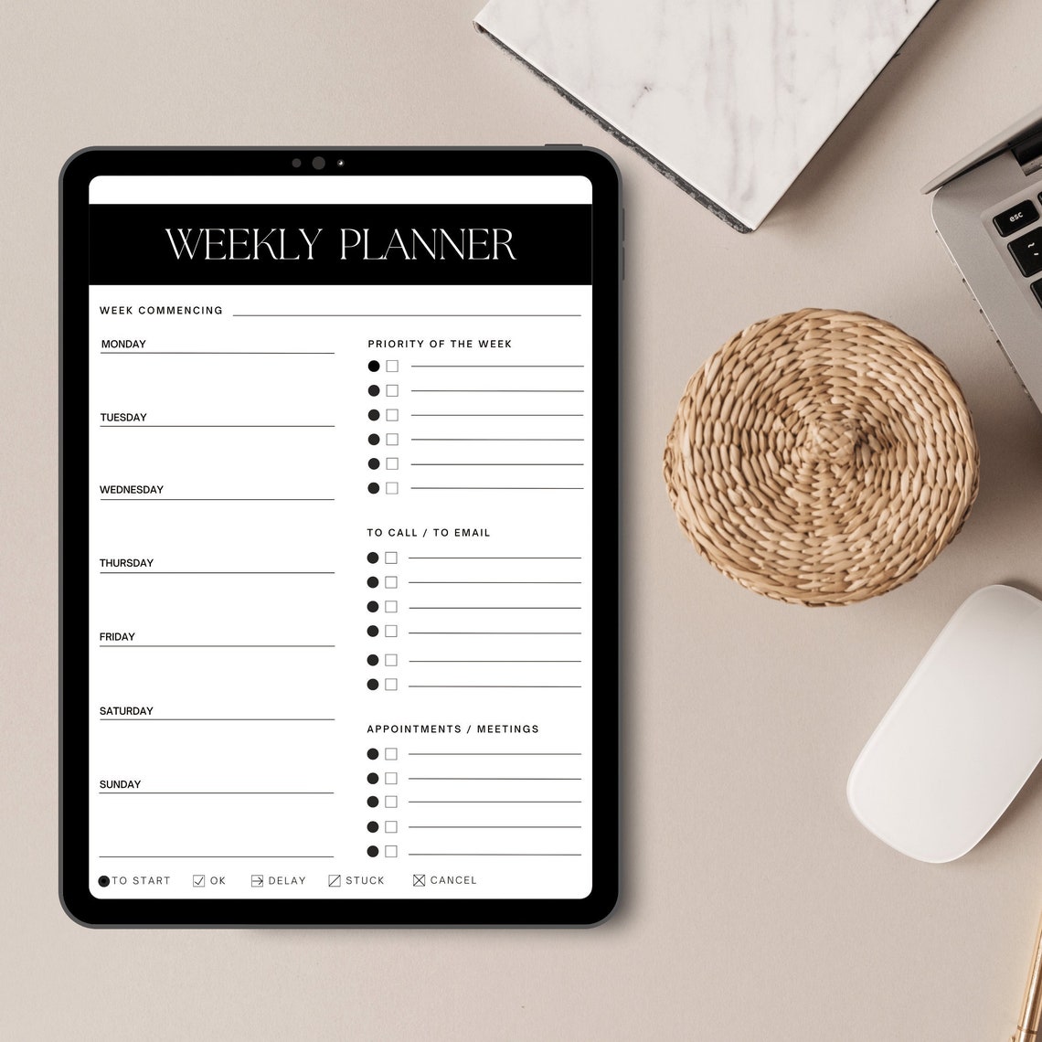 Weekly Planner Minimalist Priorities Appointments Sheet Print - Image 3