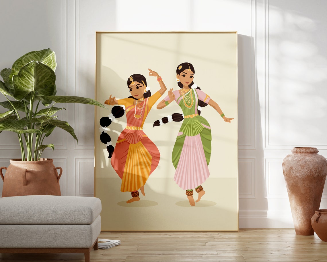 Bharatanatyam Kids Art Indian Girls Room Art Desi Kids Desi Art Nursery Wall Art Childrens Room South Asian Indian Art Brown Girl - Image 3