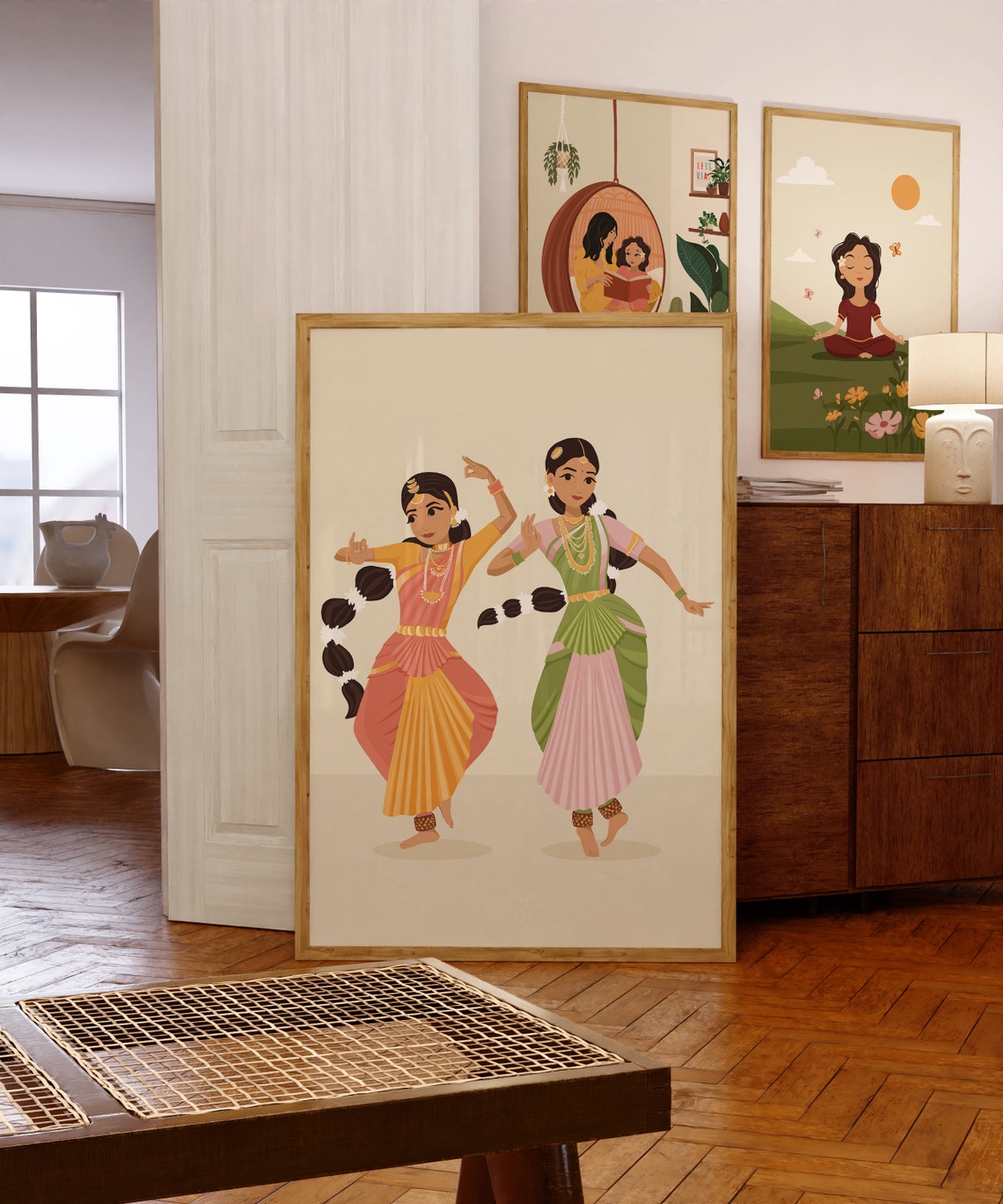 Desi Kid Meditating Art South Asian Art Indian Girls Room Art Desi Art Nursery Wall Art Desi Childrens Room Indian Art Brown Girl - Image 4