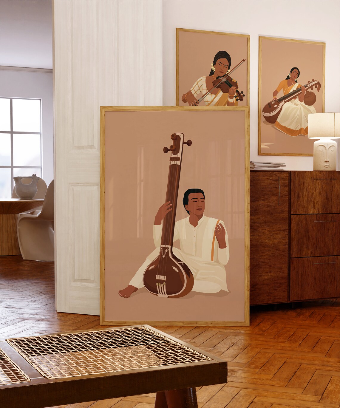 Indian Man Playing Tanpura, South Indian Art Print - Image 3