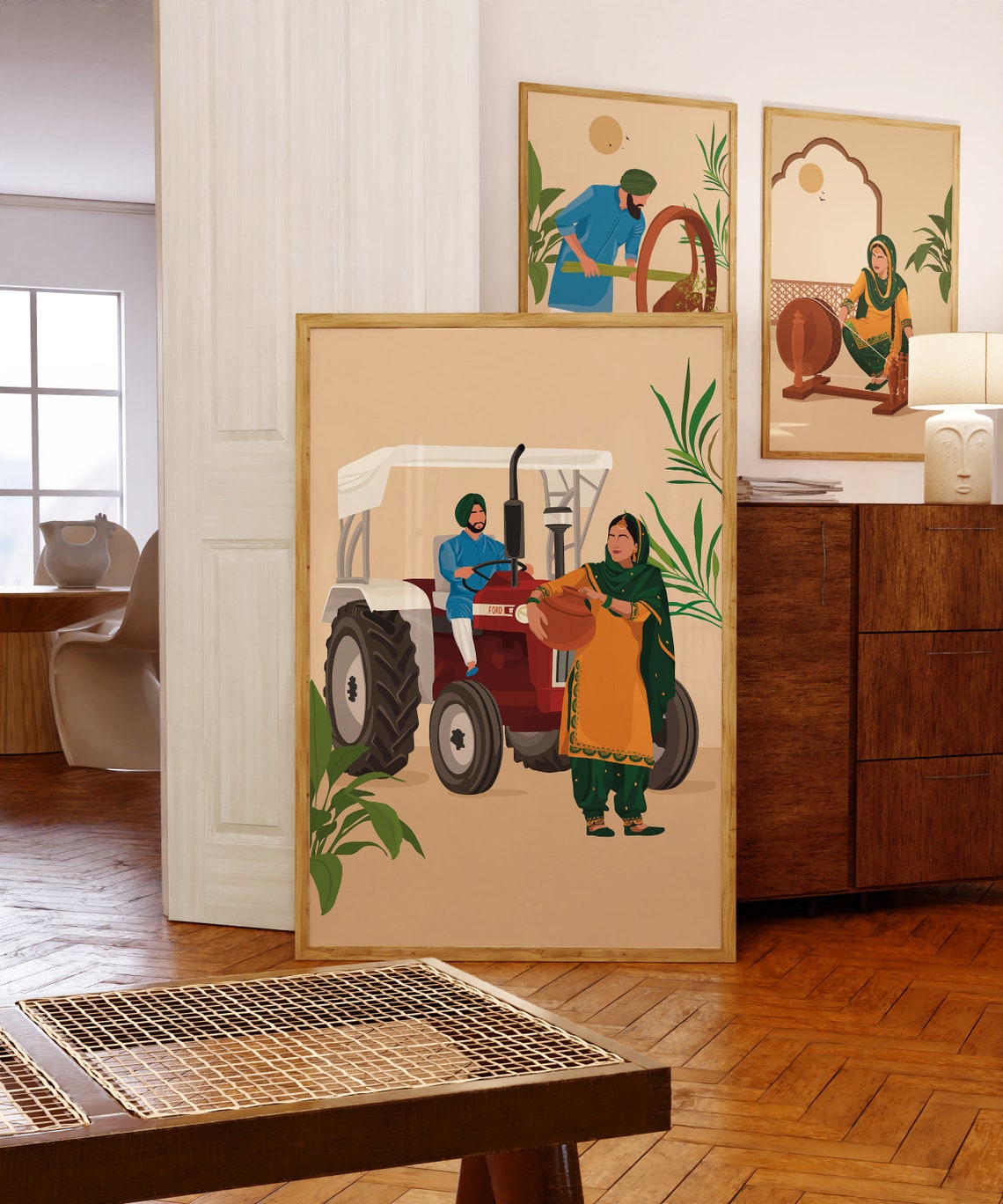 Punjabi Farmer Cutting Grass Art Punjabi Village Life Punjabi Homedecor Desi Art Indian Wall Art South Asian Art Handmade Art - Image 4