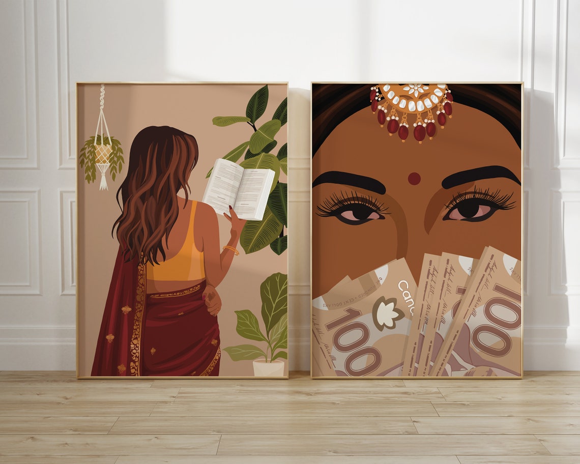 Desi Wall Art Rich Indian Woman Art Powerful South Asian Woman Art Indian Art Tamil Girl Brown Girl With Money Art Mom Im A Rich Man - Image 4