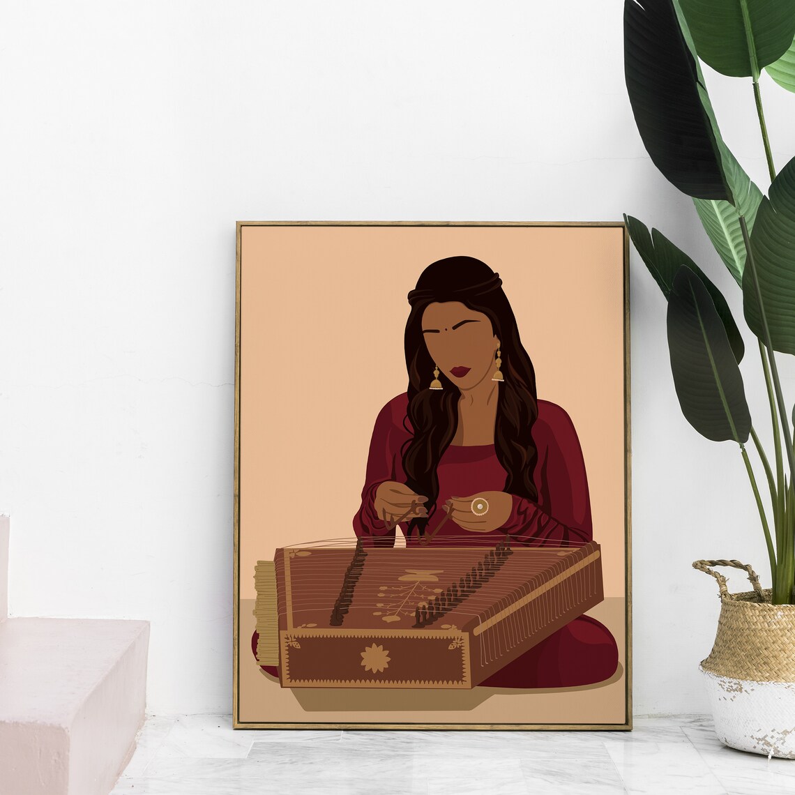 South Asian Woman Playing Santoor Art Print - Image 2