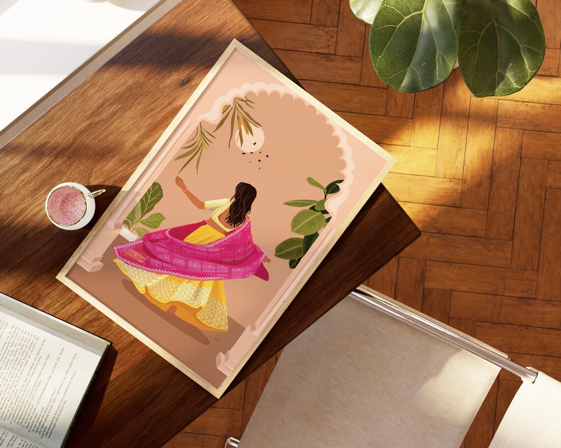 Indian Desi Art Print, South Indian Tamil Girl - Image 3