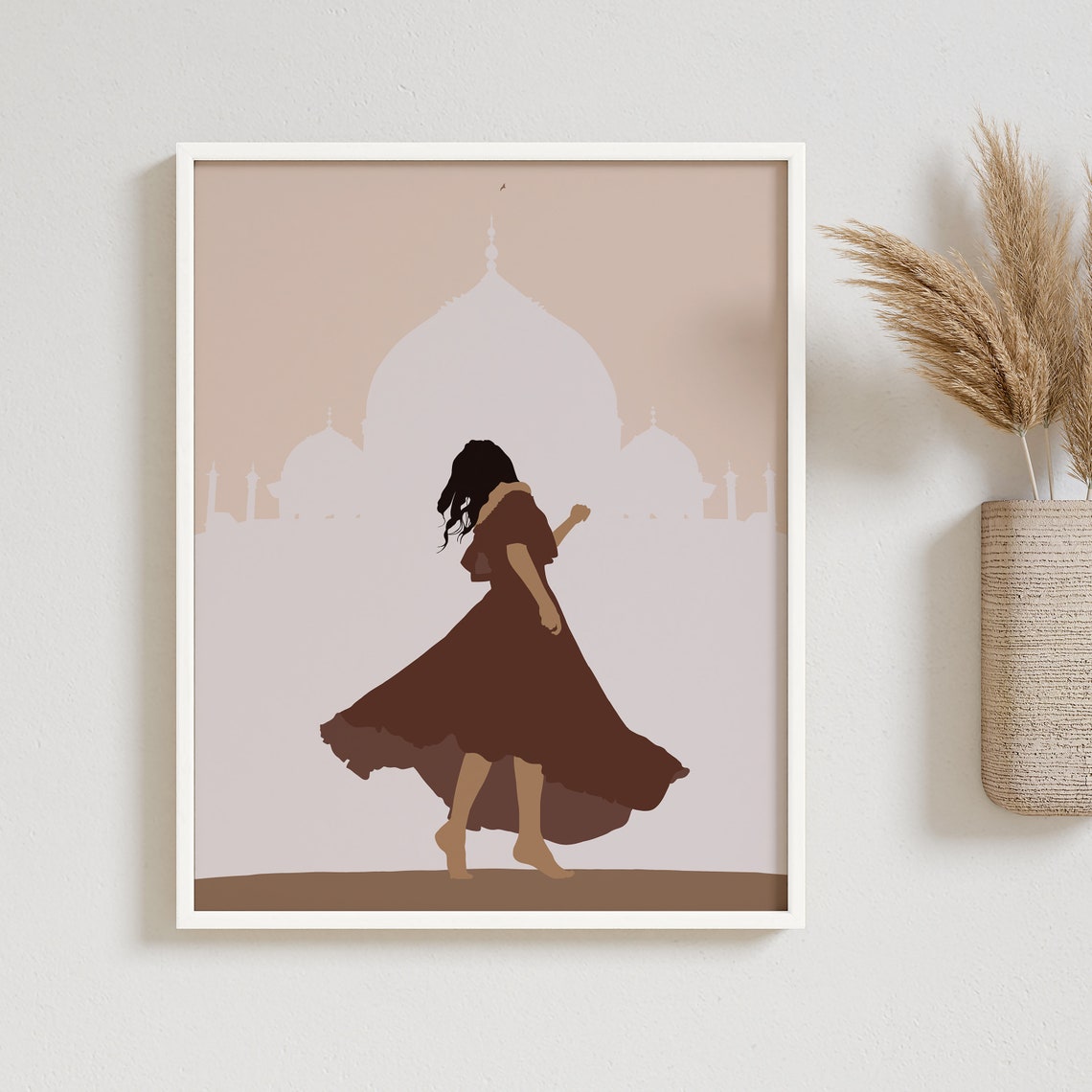 Girl Dancing At Taj Mahal Poster Brown Girl Art Desi Art South Asian Woman Print Indian Woman Art Boho Beige Neutral Wall Decor - Image 8