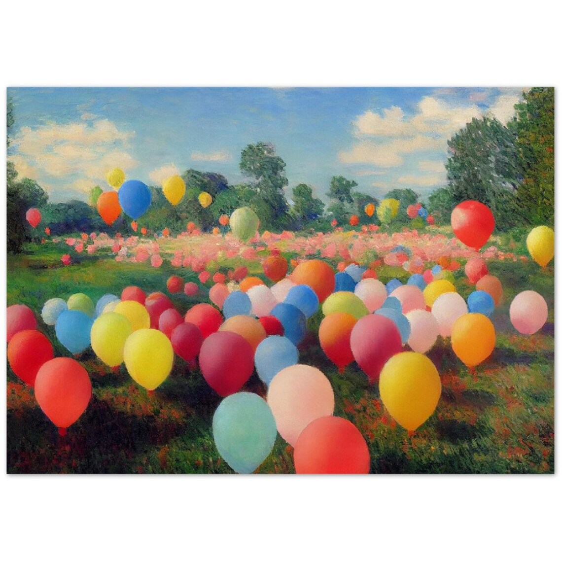 Colorful Balloons Kids Room Art Print, Monet Style - Image 2