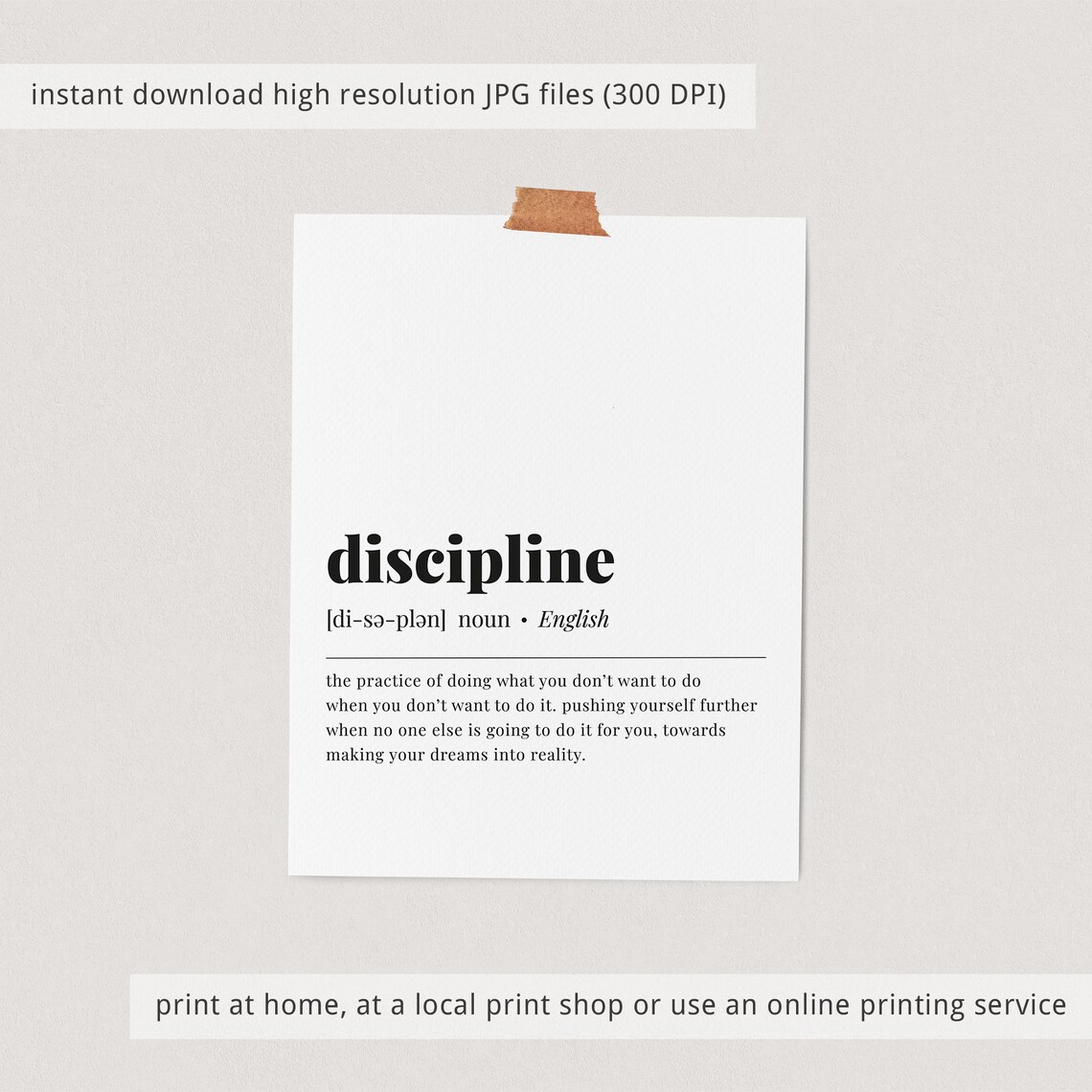 Discipline Meaning Definition Art Print, Motivational - Image 3