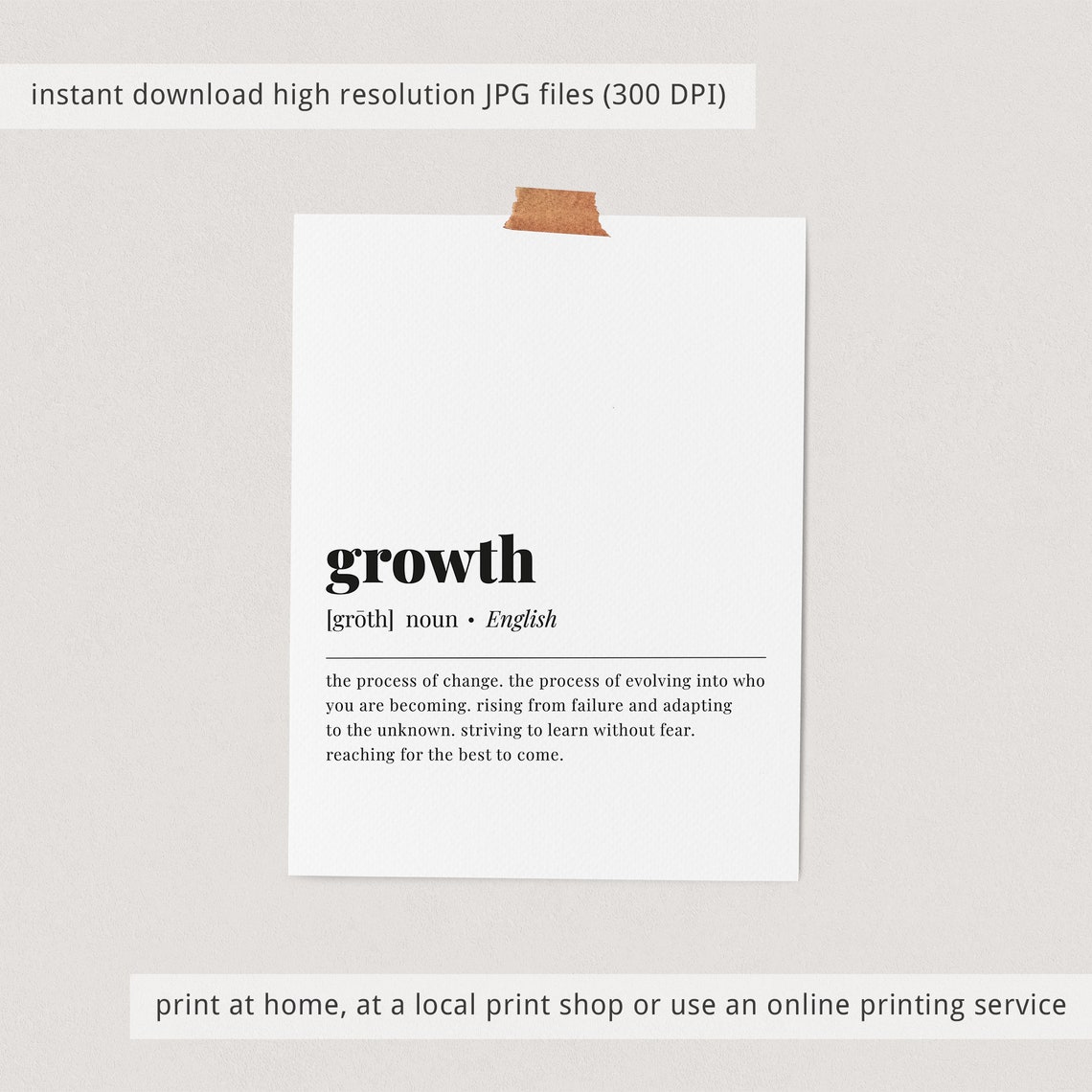 Growth Definition Personal Development Minimalist Typography Poster