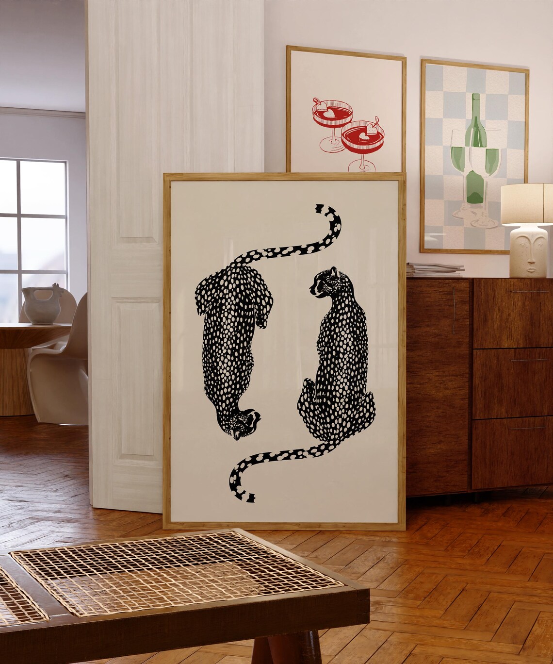 Cheetah Print Retro Poster, Preppy Wall Art