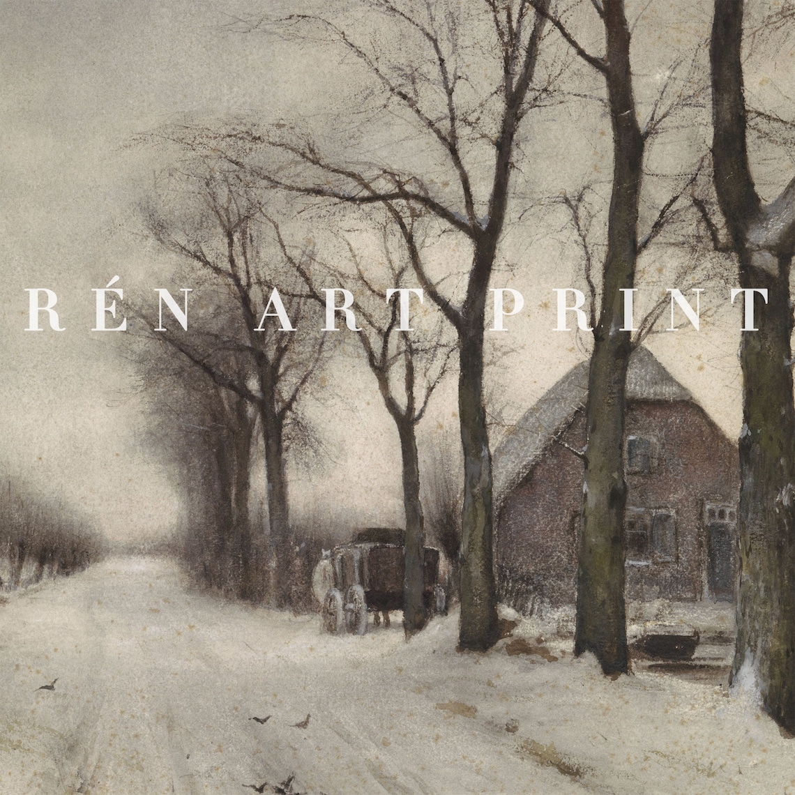Winter Landscape Painting, Snowy Country Scenery Art Print - Image 3