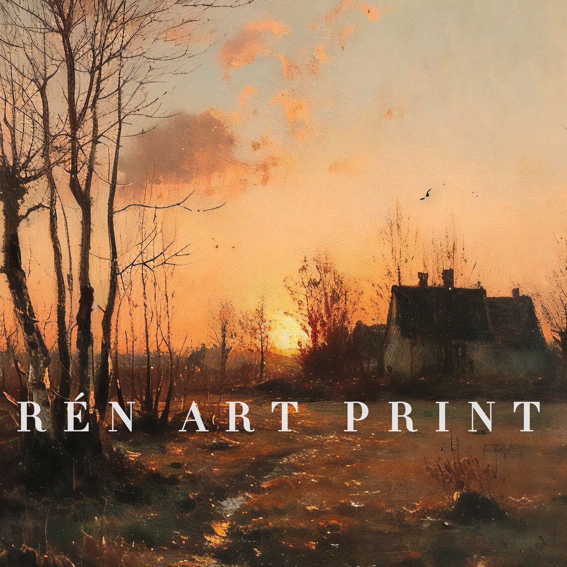 Vintage Countryside Fall Landscape Art Print - Image 3