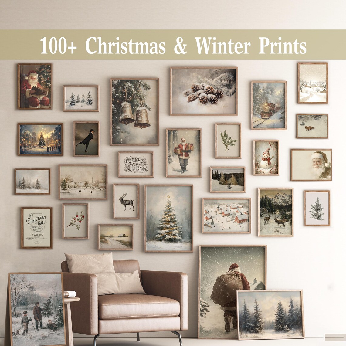 Christmas Gallery Wall Prints, Vintage Holiday Set - Image 3