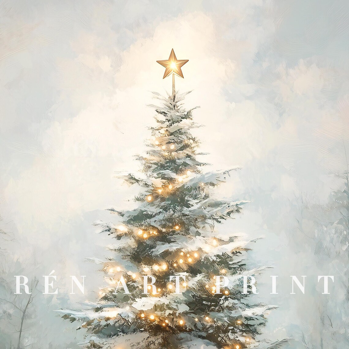 Christmas Tree Vintage Winter Art Print, Rustic Holiday - Image 3