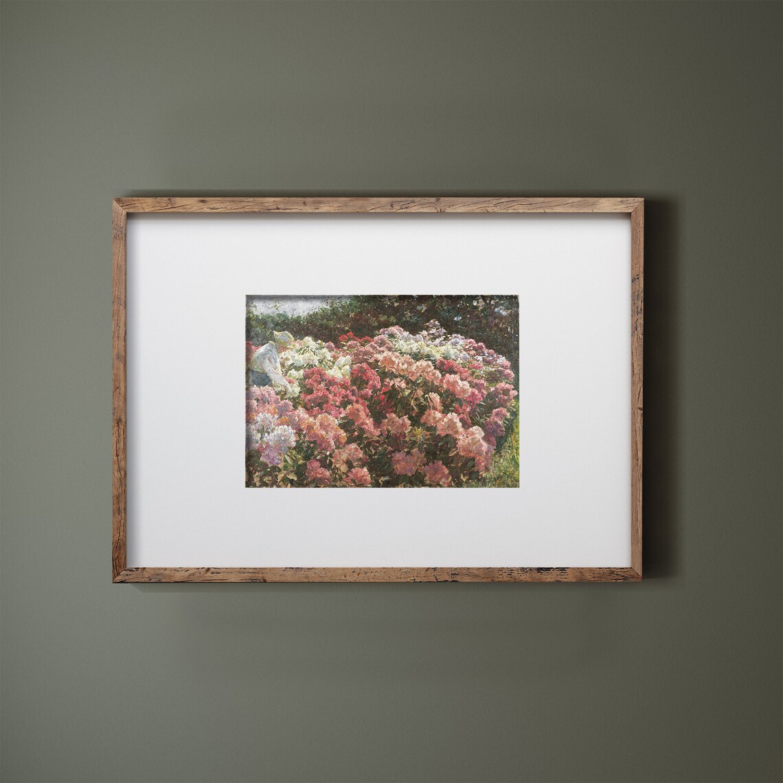 Antique Flower Garden Painting, Vintage Cottagecore - Image 2