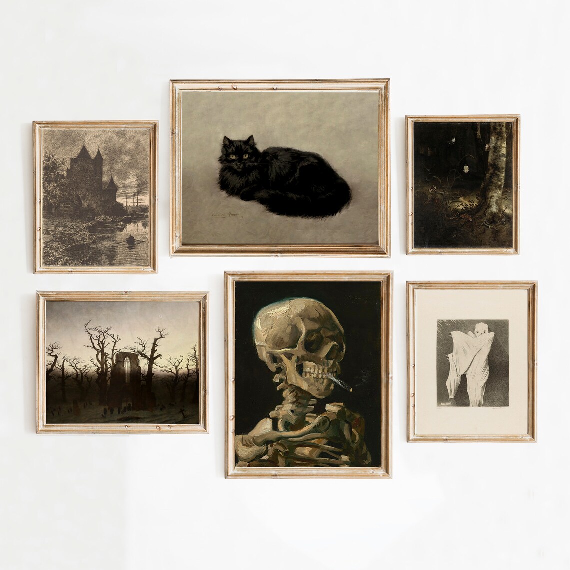 Halloween Gallery Wall Set Nine Dark Academia Vintage Spooky Art Poster - Image 2
