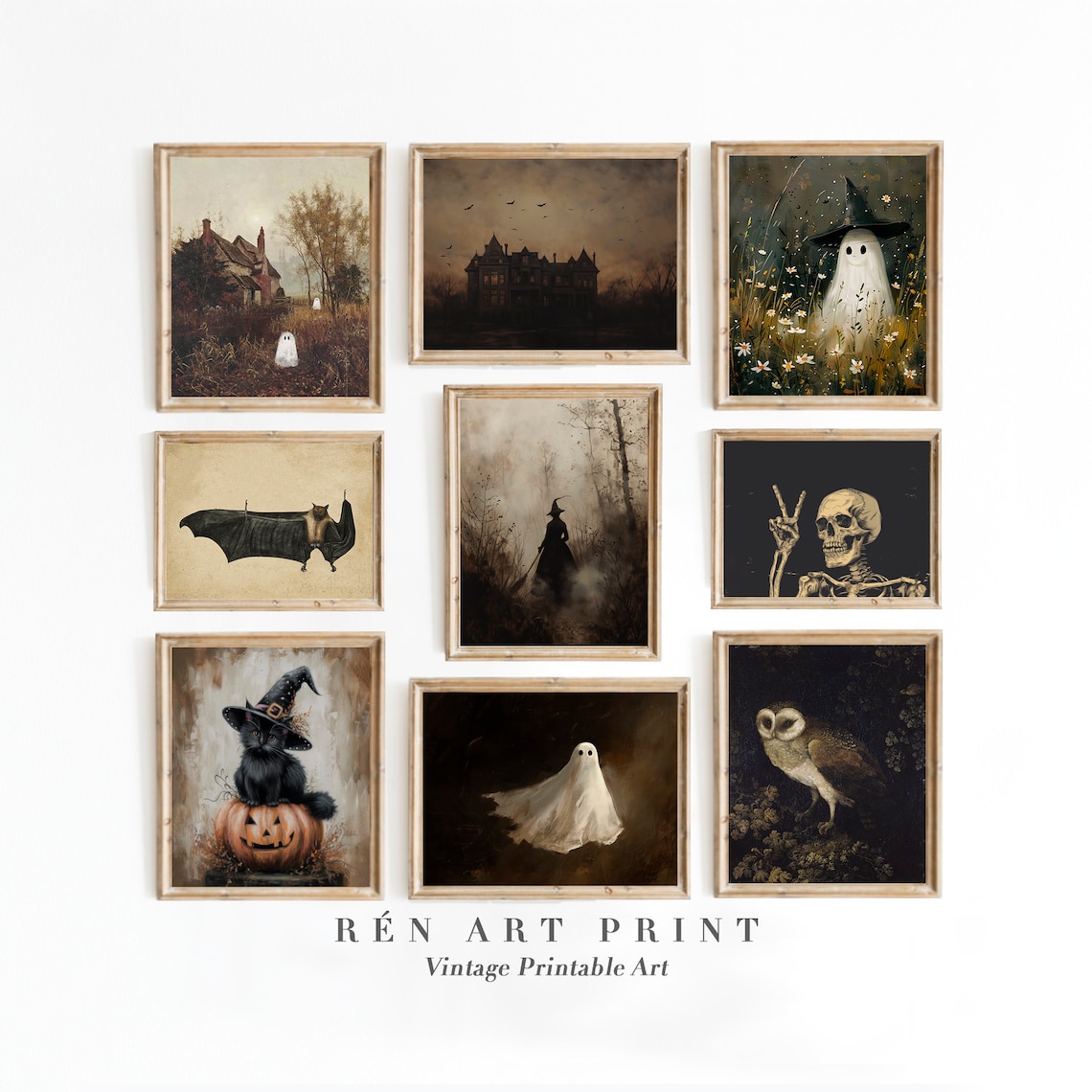 Barn Owl Portrait in Dark Moody Woods Halloween Wildlife Poster - Image 4