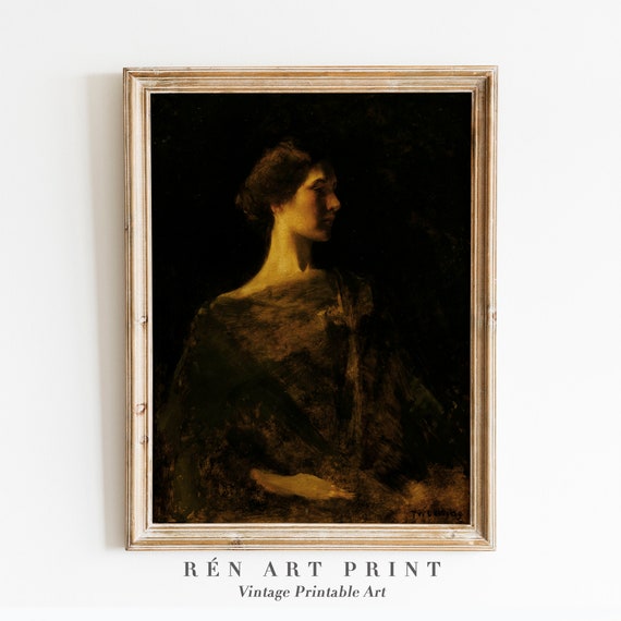 Moody Woman Portrait Print, Dark Academia Decor