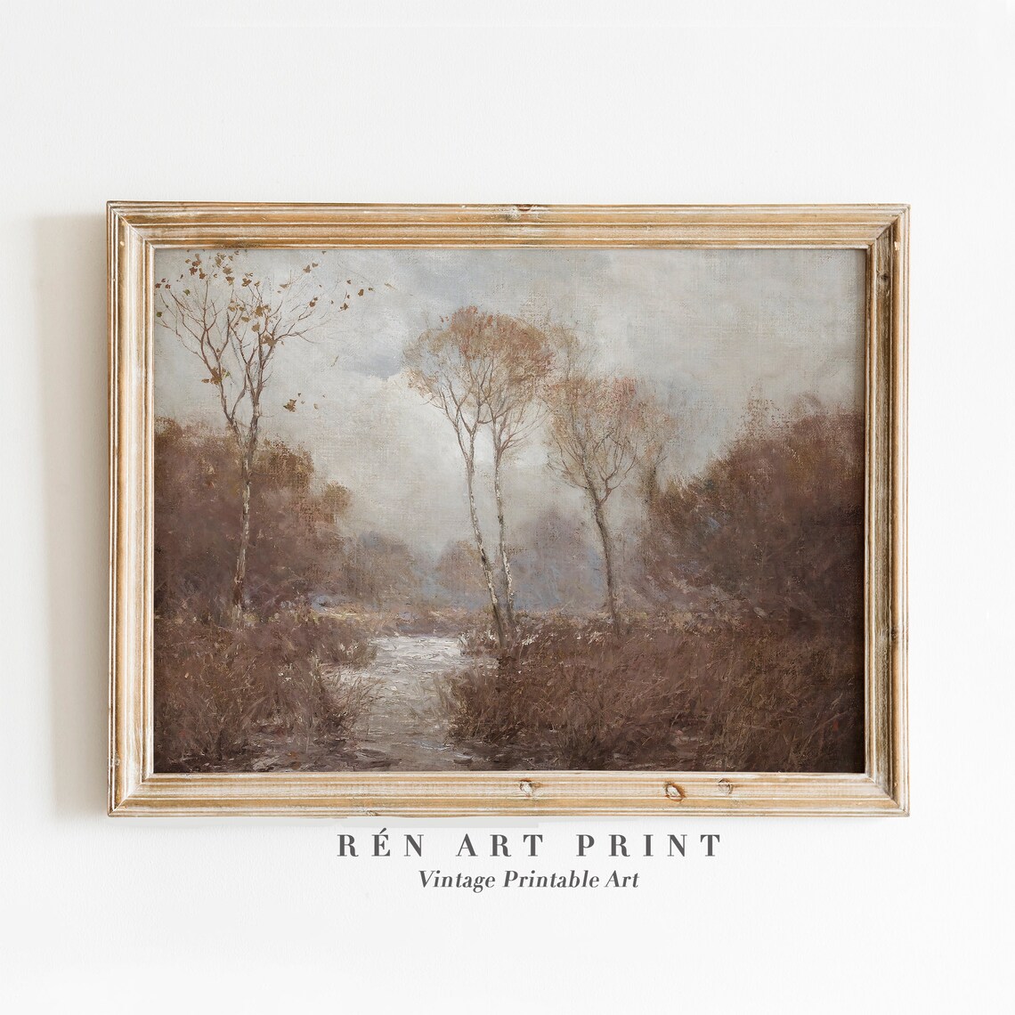 Fall Landscape Painting Vintage Autumn Farmhouse Art Print