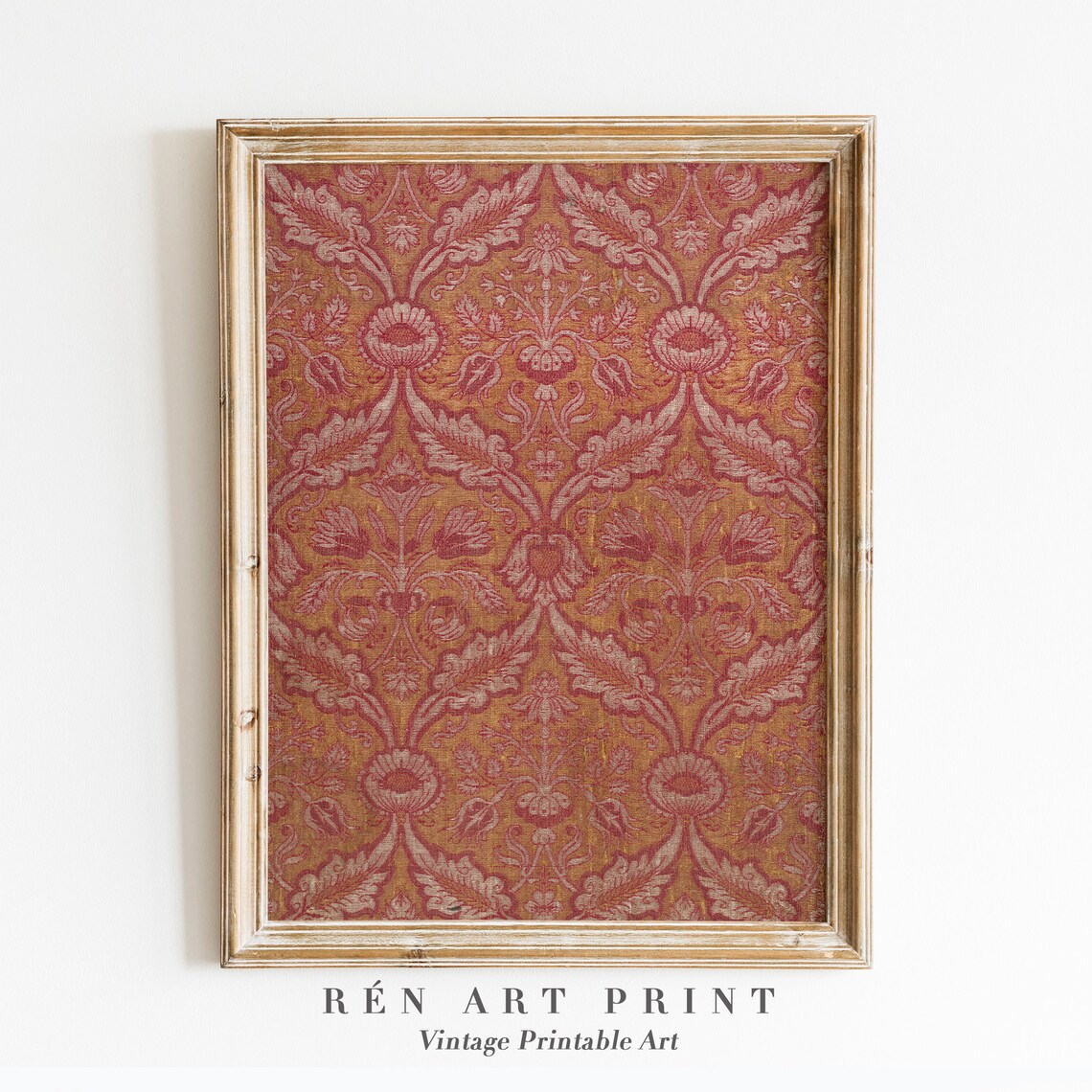 Vintage Textile Wall Art, Antique Tapestry Pattern Print