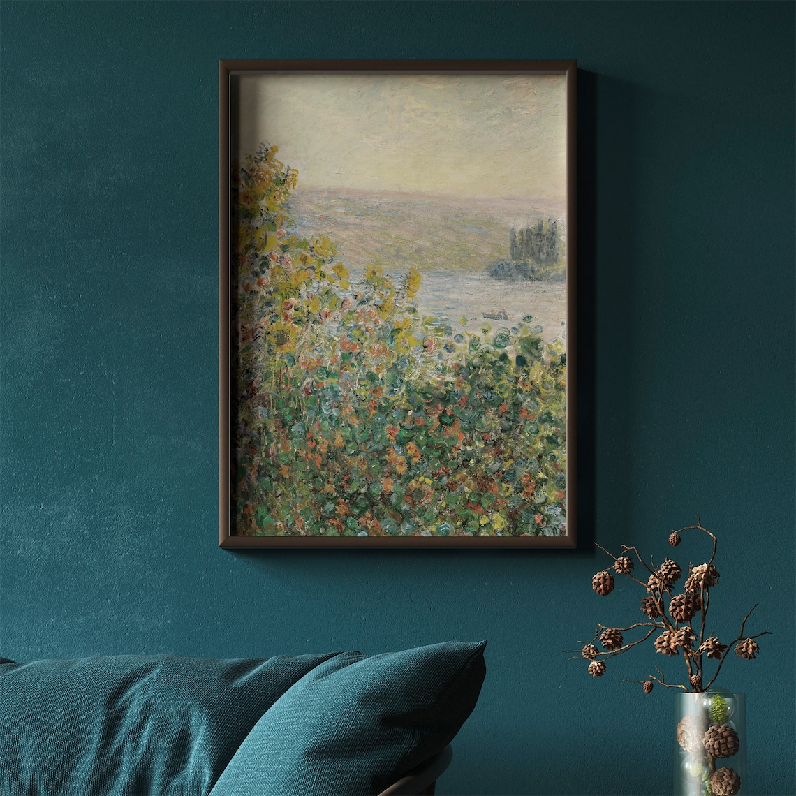 Vintage Wildflower Landscape Art Print, Farmhouse Style - Image 2