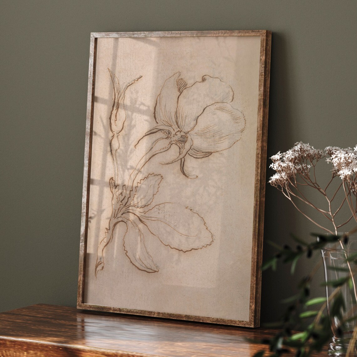 Antique Rose Drawing, Vintage Botanical Sketch Art - Image 3