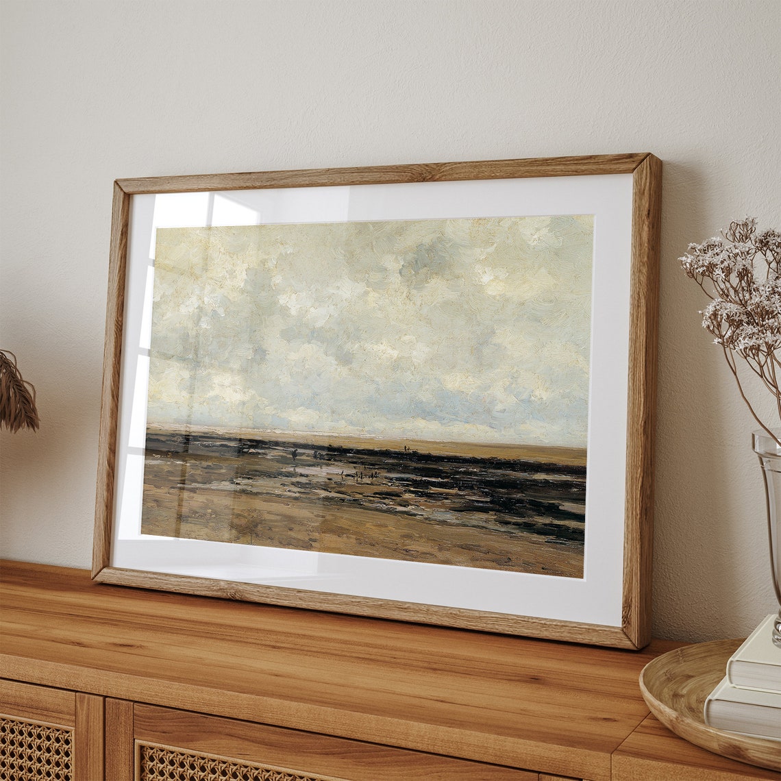 Moody Coastal Mudflat Seascape under Clouded Sky Vintage Art Poster - Image 2