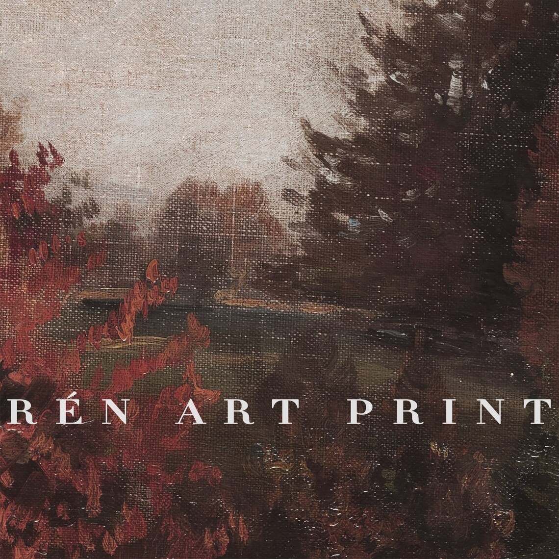 Rustic Autumn Fall Landscape Painting, Cottagecore