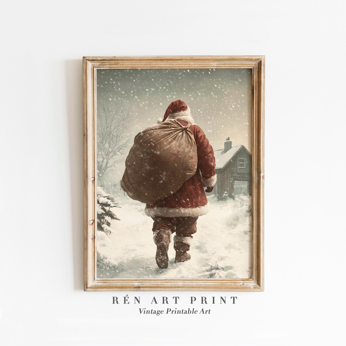Antique Santa Painting Christmas Art Print