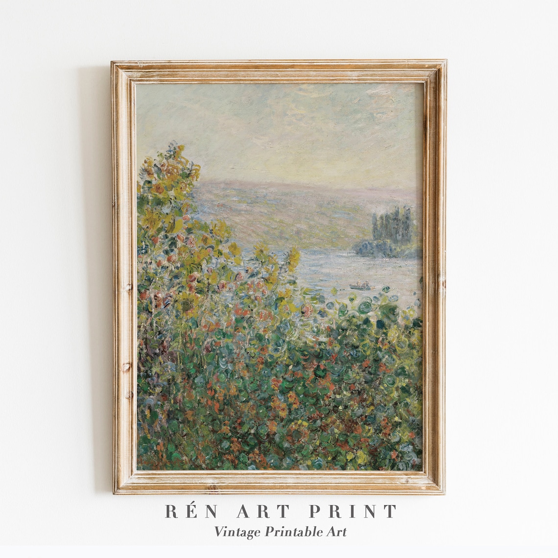 Vintage Wildflower Landscape Art Print, Farmhouse Style