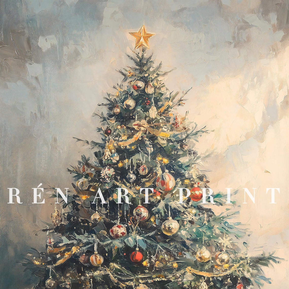 Vintage Christmas Tree Art Print, Rustic Holiday Decor - Image 3