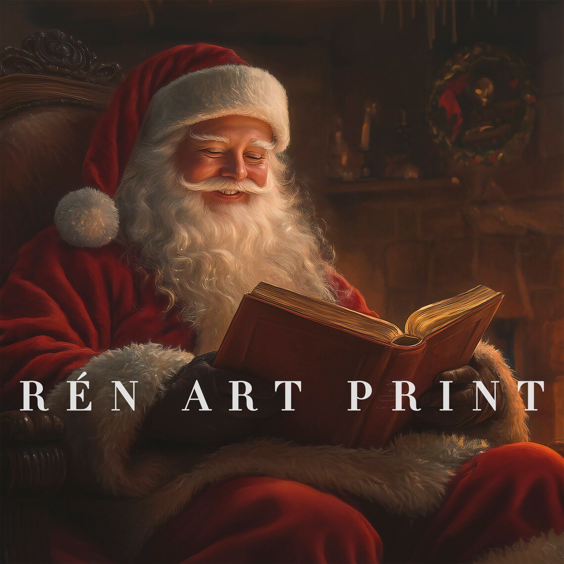 Antique Santa Vintage Christmas Art Print - Image 3