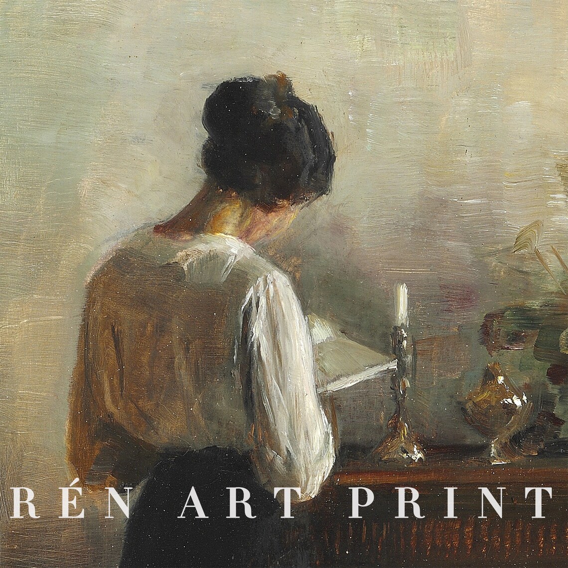 Vintage Woman Reading Portrait, Light Academia Art Print - Image 3