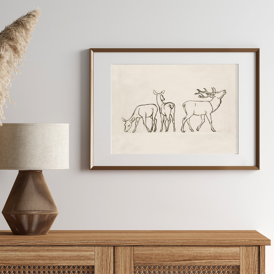 Deer Line Drawing Vintage Minimalist Stag Hind Sketch Nursery Poster - Image 3