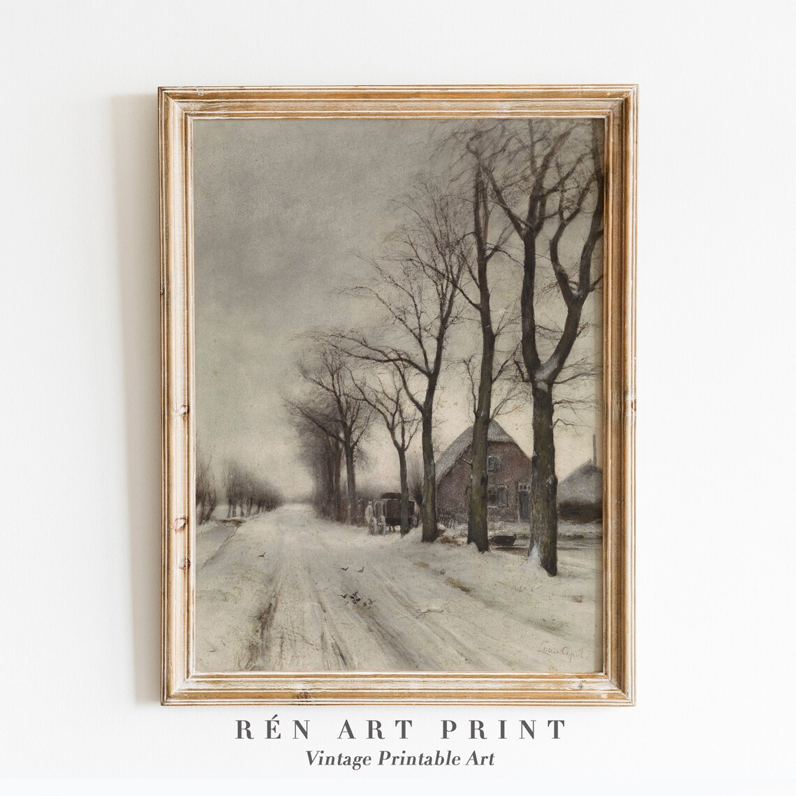 Winter Landscape Painting, Snowy Country Scenery Art Print