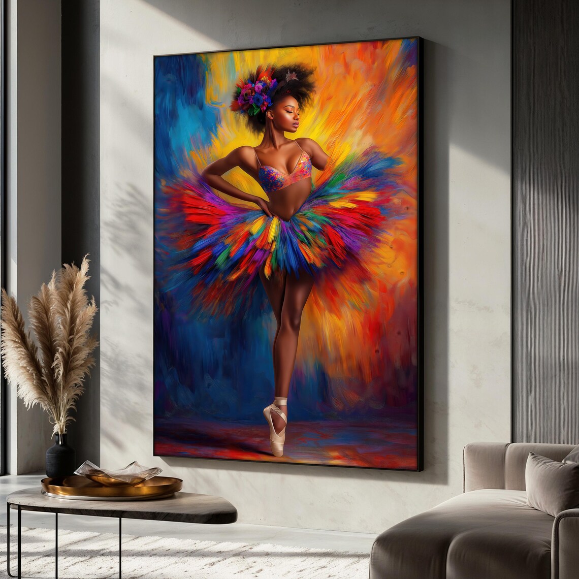 Colorful Ballerina Painting, Afro Dancer Art Print