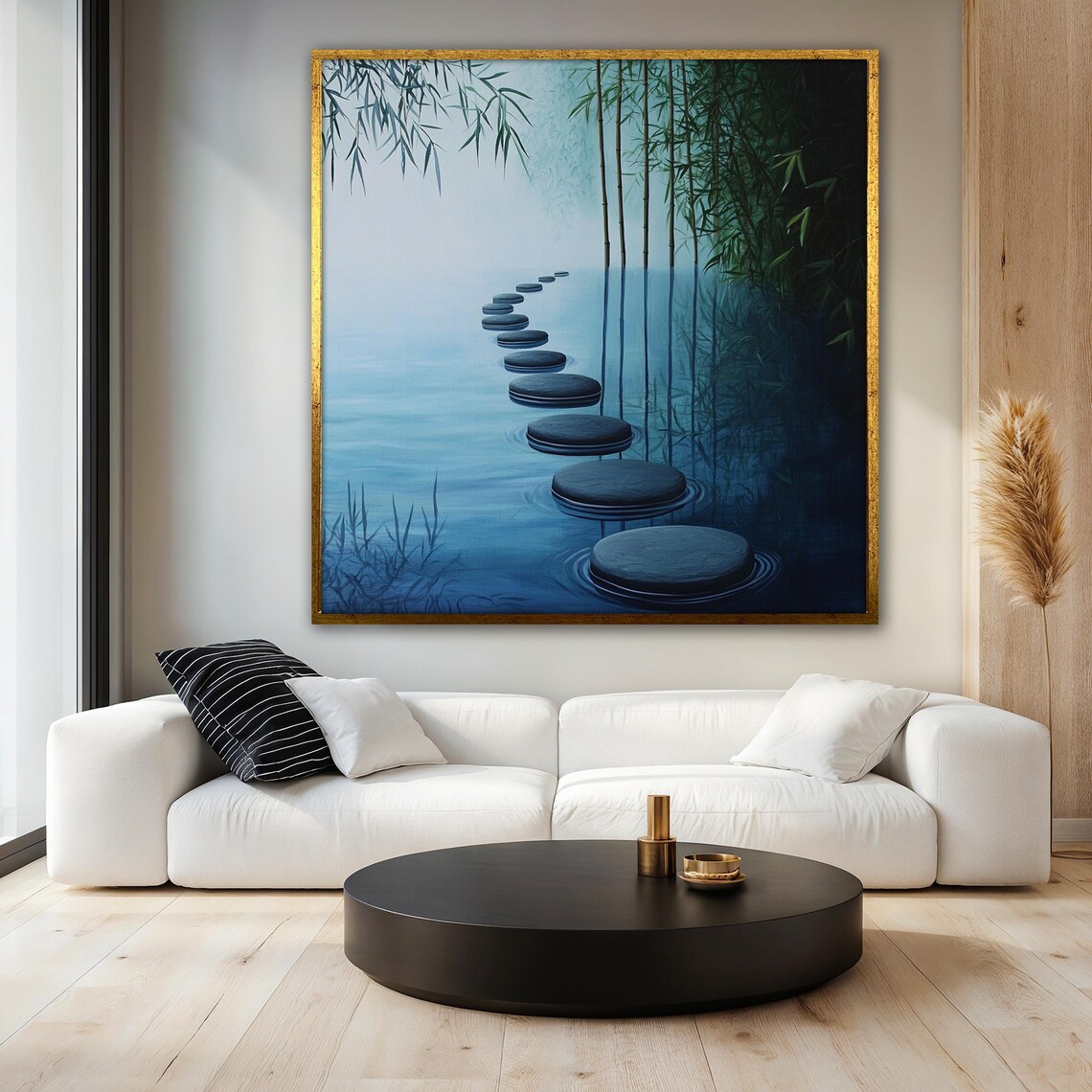 Blue Zen Pathway Painting, Yoga Room Decor Poster - Image 3