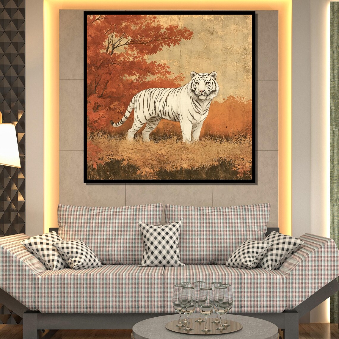 Japanese White Tiger Painting, Traditional Style - Image 2