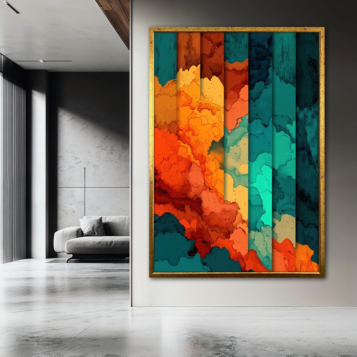 Striped Abstract Painting, Modern Geometric Decor - Image 3