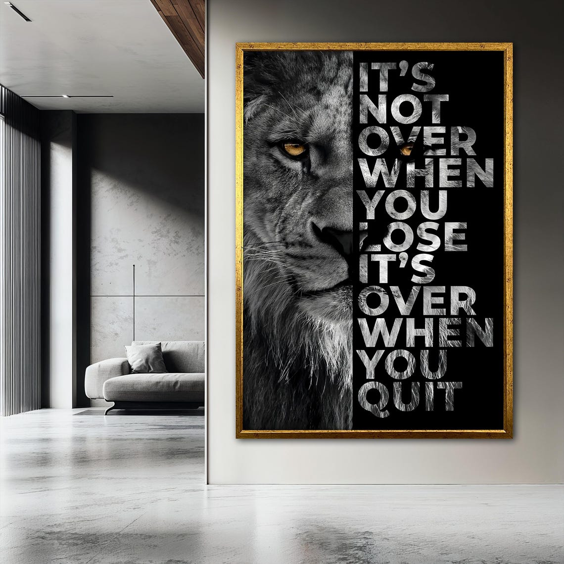 Motivational Lion, Black and White Animal Art Print - Image 3