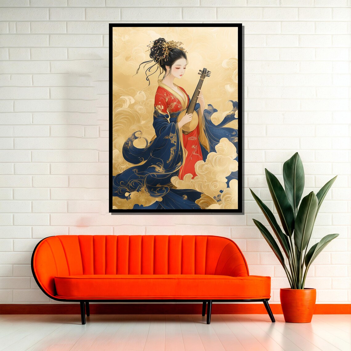 Elegant Japanese Musician Painting, Geisha Gift - Image 2