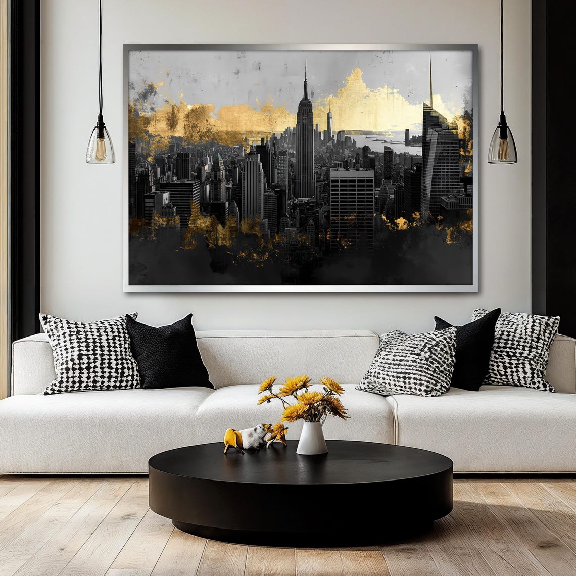 New York City Skyline Painting, Modern Cityscape Art Print - Image 2