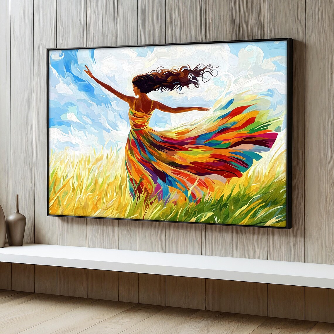 Colorful Woman Painting, Joyful Abstract Art