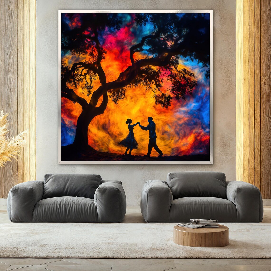 Passionate Couple Painting, Sunset Dance Scene - Image 2