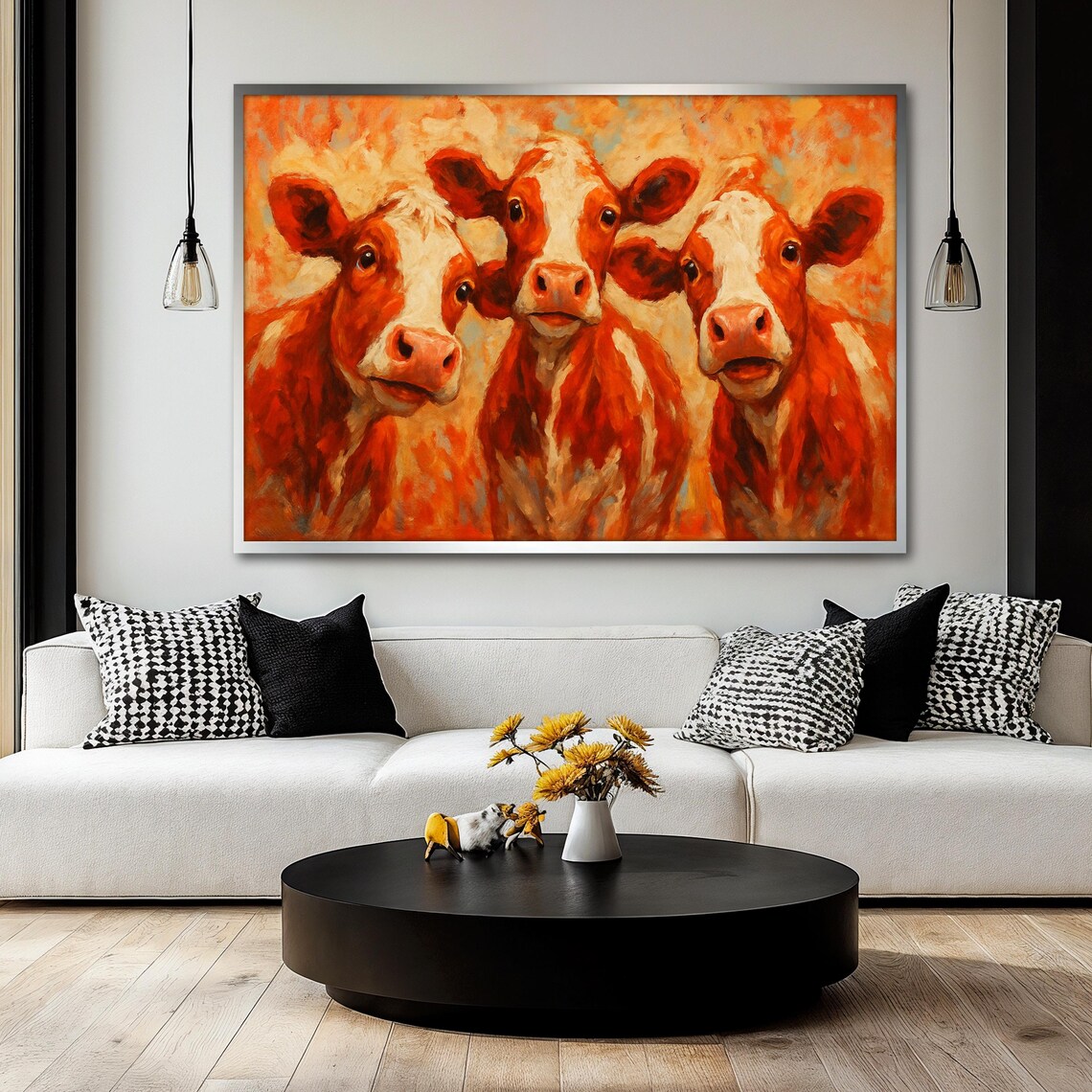 Funny Cow Painting, Whimsical Farm Animal Art - Image 2
