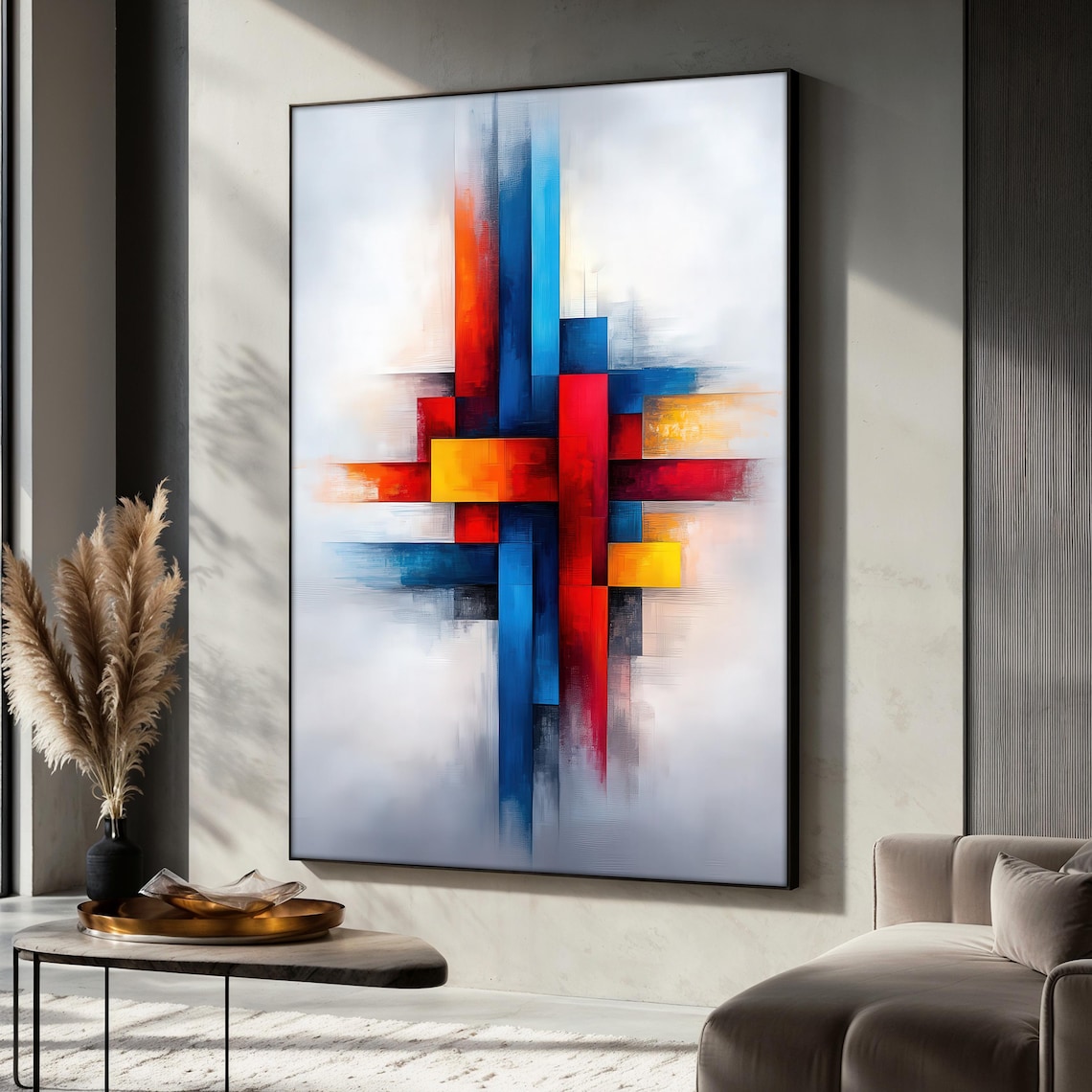Colorful Abstract Geometric Painting, Modern Shapes