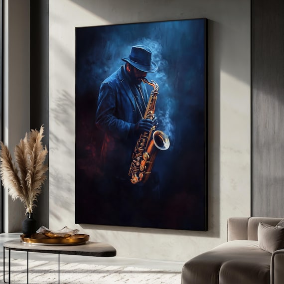 Jazz Musician Painting, Saxophone Player Art Print