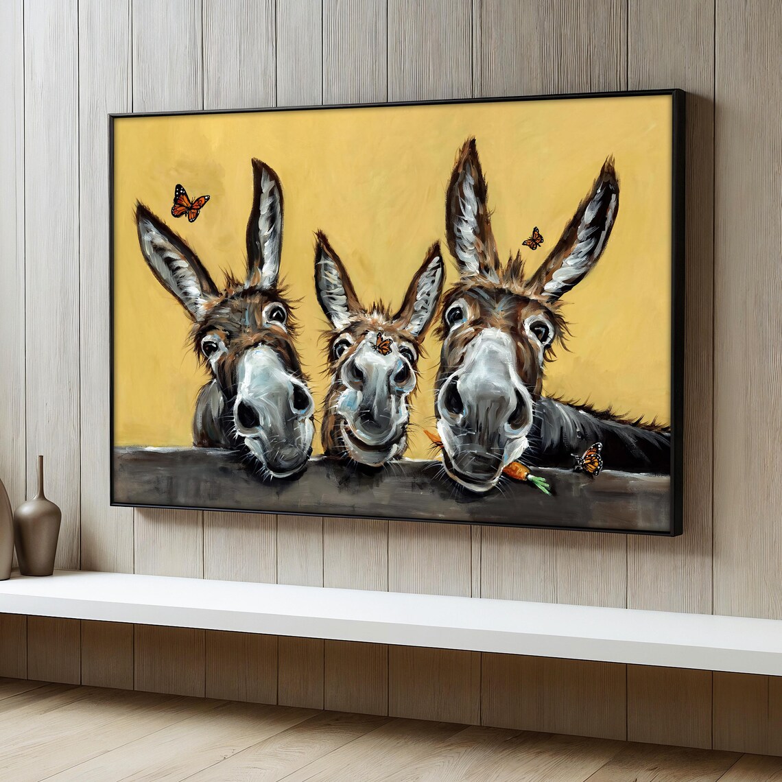 Funny Donkey Painting, Whimsical Farm Decor