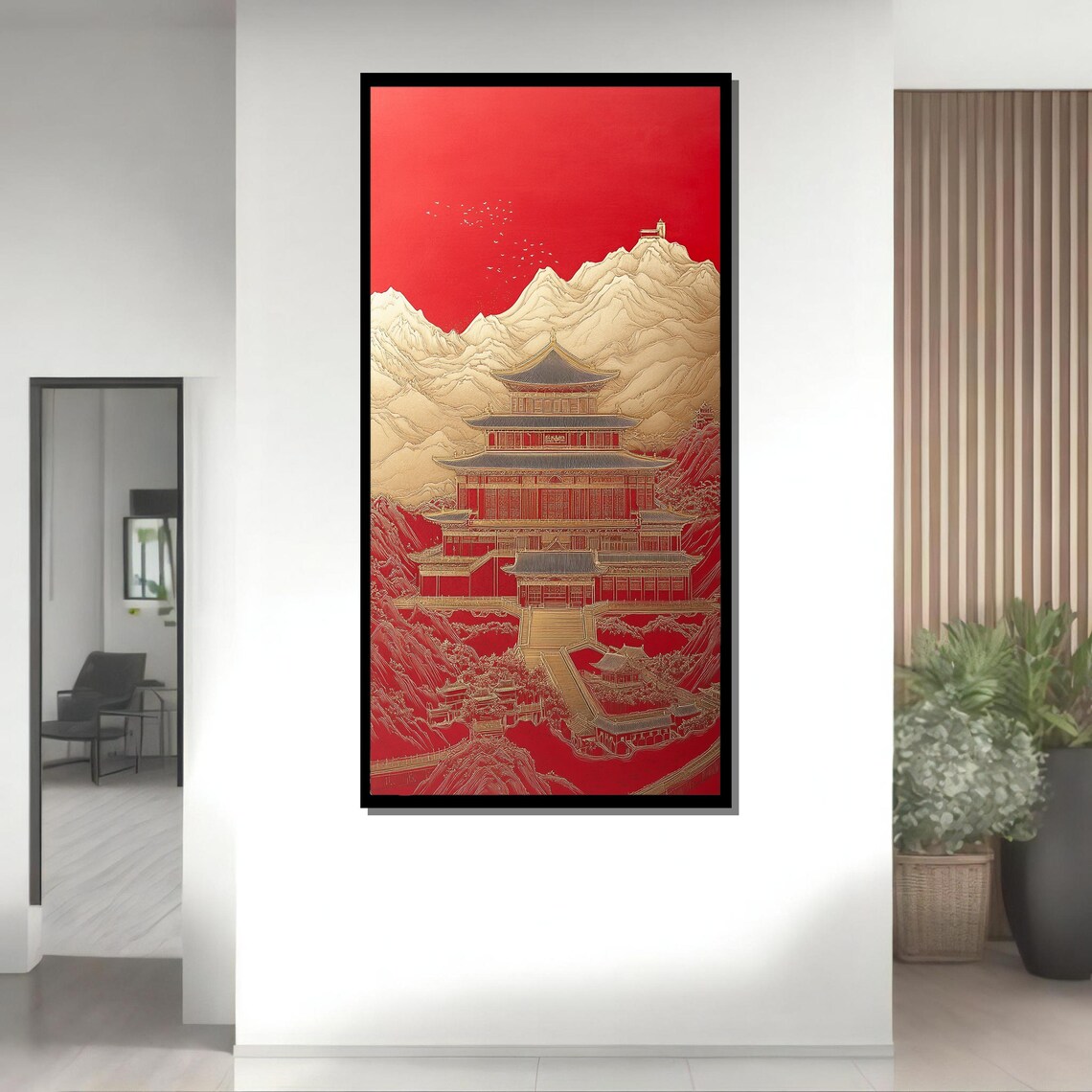 Japanese Temple Painting, Traditional Zen Decor - Image 2