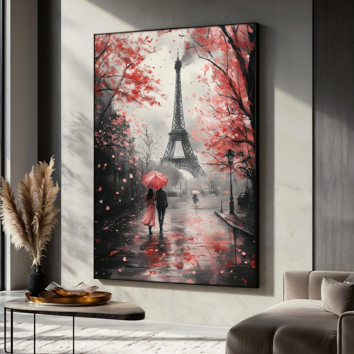 Paris Romance Painting, Eiffel Tower Cityscape